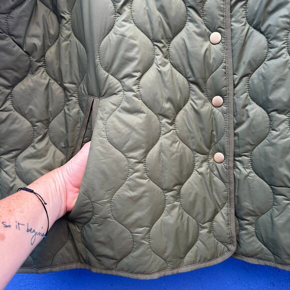 coldwater creek army green quilted jacket - Picture 3 of 7